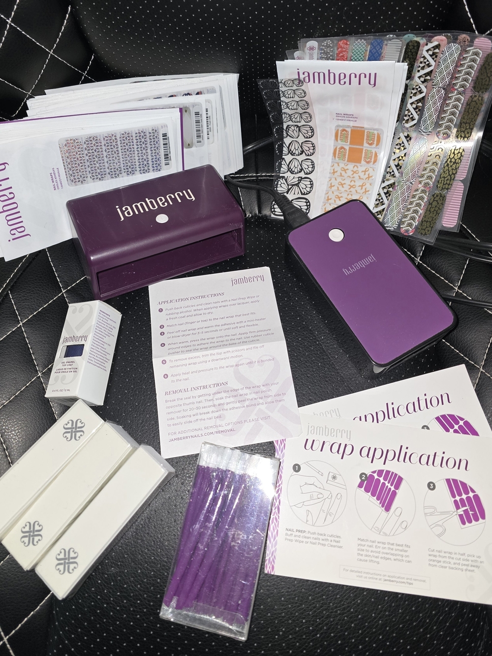 HUGE LOT Jamberry Nail Wrap Kit with everything you need Plus Gel Lamp
